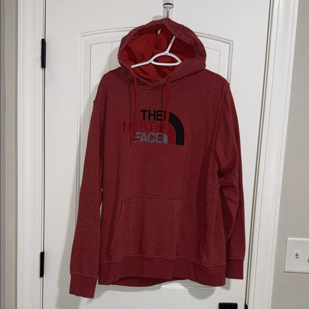 The North Face Men's Brick Red Pullover Hoodie with Logo